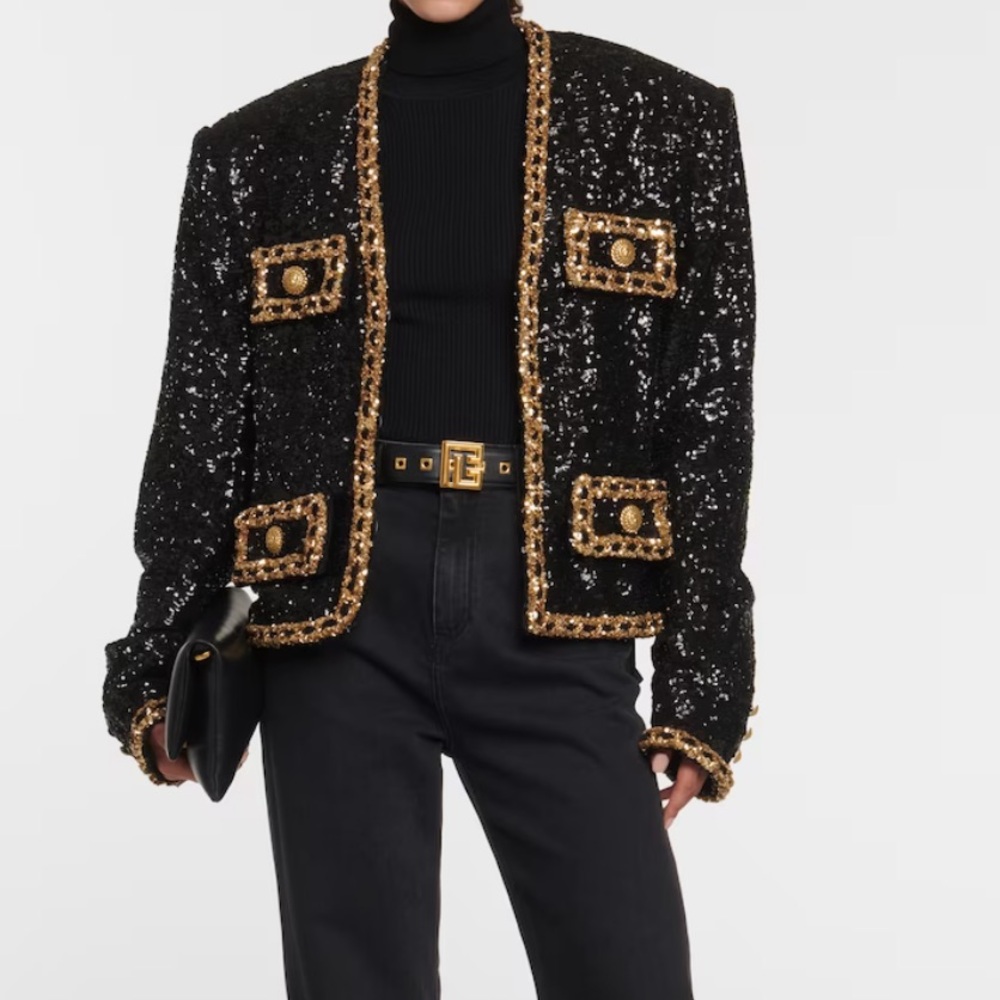 Balmain Runway Short Sequin Jacket With Decorativ… - image 1